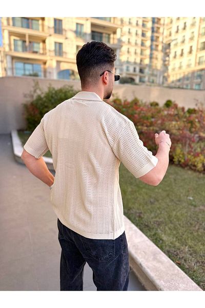 elkumoda Πουκάμισο Oversize με ιταλικό γιακά - Χαλαρή εφαρμογή με πλέγμα κατά του ιδρώτα και κλείσιμο με κουμπιά