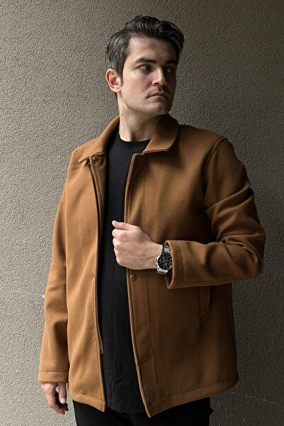 KARADAĞLI معطف بختم ذو ياقة عادية بلون أسمر