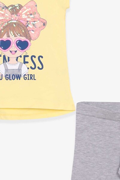 Breeze Girl's Capri Tights Set Bandana Girl Printed 3-8 Years, Yellow