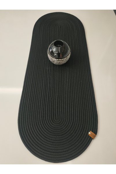 ADES HOME DESİGN Jute, Black Runner, American Service, Table Cloth, Coffee Table Cloth, Plain Ranır, Runner 35X100Cm Lux Presentation