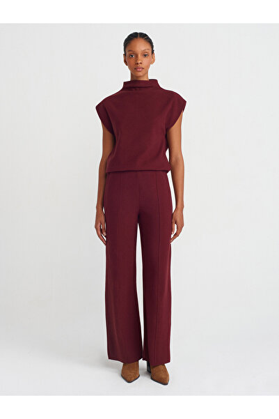 Dilvin 31342 Yumuşak Dokulu Örme Süveter-Bordo