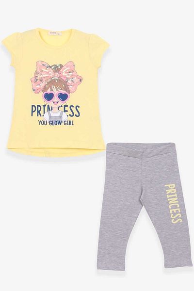 Breeze Girl's Capri Tights Set Bandana Girl Printed 3-8 Years, Yellow