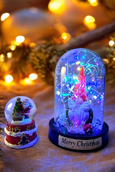 Saltos Noel Baba Çam Ağacı Kar Küresi Ve Led Işıklı Fanus Yılbaşı Seti Hediyesi Yılbaşına Özel Hediye Seti