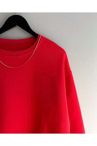 ALİ.COM 3 Thread Red Unisex Oversize Sweatshirt