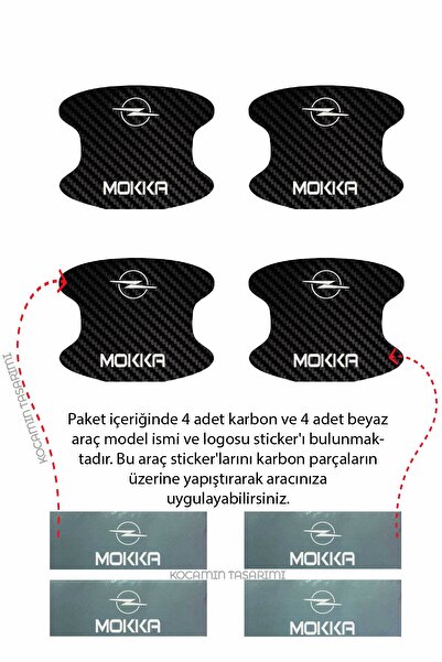 Kocamın Tasarımı Opel Mokka - Stylish Foil Guard Set, Door Pit and Anti-Scratch, Carbon Finish
