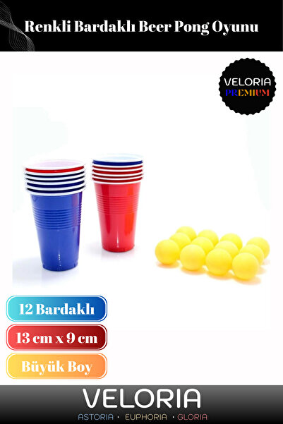 Veloria Premium Seri Özel Gün Eğlence Parti Renkli Büyük 12 Karton Bira Barda...