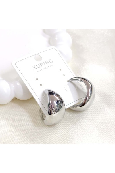 Güler Yüzlü Silver XUPING 18 ملم قرط مسمار سميك أبيض