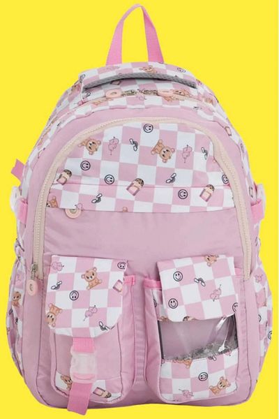 Uniquetrenders Unisex Waterproof Checkered Colorful School Bag Backpack