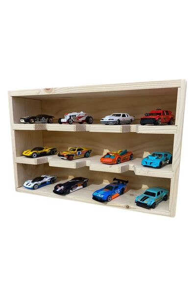 alpmodel Hot Wheels Mini Gt Araç Sergileme Hobi Koleksiyon Arabasız Ahşap Araç Standı 12'li