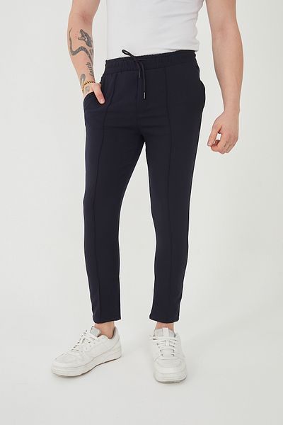 E-POLL Unisex Stripe Side Pocket Elastic Waist Polyester Lycra Jogger Pants