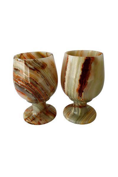 Oniks "Natural Stone 2-Piece Wine Glass Set - Handmade Stylish and Durable Glass Set"