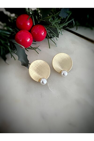 Neesh MAT İNCİLİ PLAKA KÜPE (GOLD)