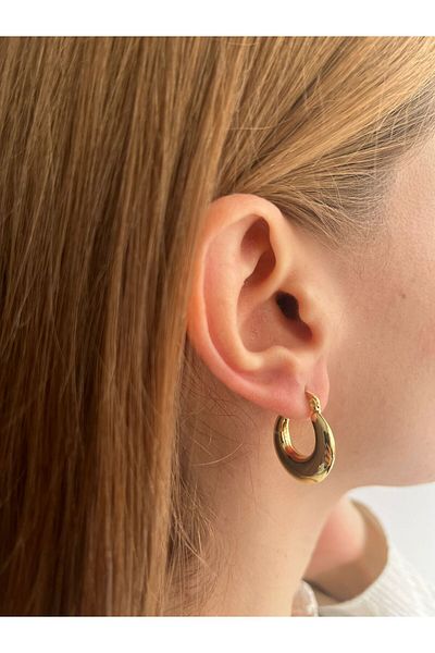 LUZ Round Curved Steel Earrings