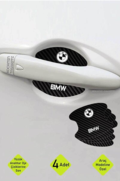 Kocamın Tasarımı Bmw Yazılı Kapı Kolları İçin Çizik Önleyici Şık Karbon Desen...