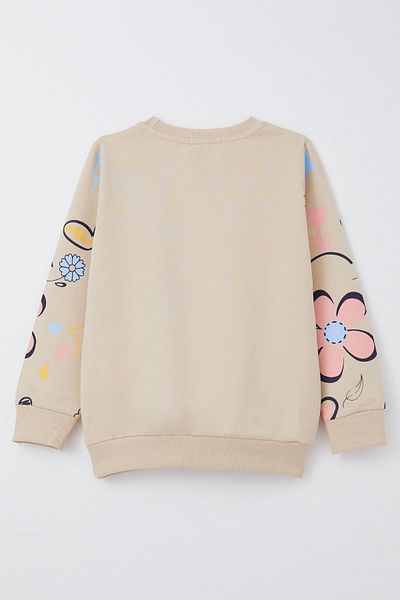 Breeze 2-6 Years Old Girl's Beige Sweatshirt - Spring Floral Print