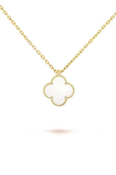 SAPHYRA Unisex Bijouterie Necklace with Mother of Pearl Stone Luck Clover Gold Color Environmental