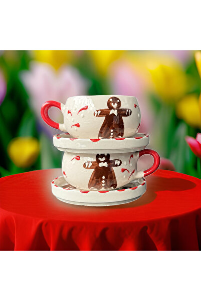 Çiporcal مجموعة أكواب بيرين كوكي مان مكونة من طبقتين، كوب كوب مزخرف يدويًا