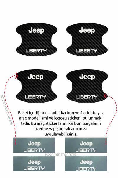 Kocamın Tasarımı Liberty Written - Custom Design Carbon Coating Foil Set for Jeep, Anti-Scratch