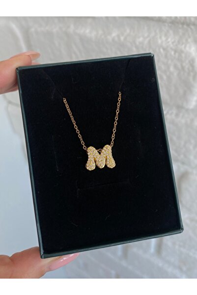 h&b design jewel Çelik M Harfli Kolye