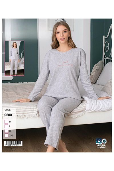 LİLA PİJAMA Interlock Thick Winter Fabric Long Sleeve Pajama Set