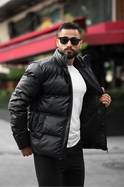 BearGlam Stand Collar Men's Leather Coat