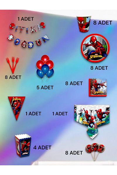 VibeHome 8 Person Spiderman Themed Ultra Luxury Set - Birthday Party and Fun Events