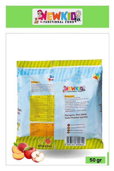 Good Food New Kid Organic Apple Juice Vitamin and Mineral Supply Baby, Child Snack - Peach 50 g