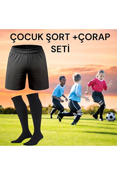 Gök Sports Çocuk Futbol Şortu Çorabı Spor Şortu Halı Saha Futbol Şortu Antrenman Şortu Fitness Şortu