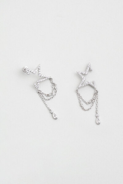 So CHIC... Cesaret Yıldızı 18 Ayar Beyaz Altın Kaplama Gümüş Küpe