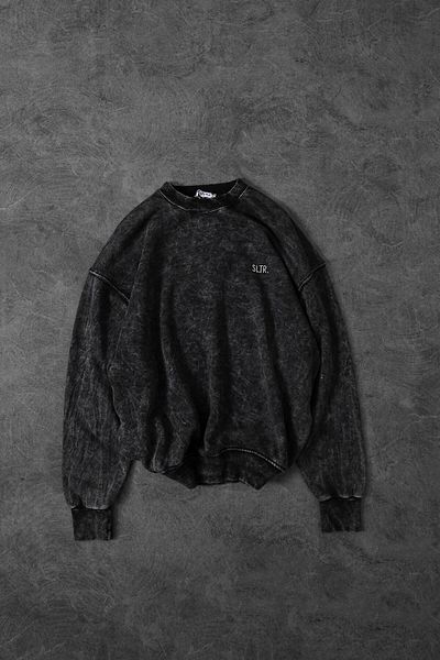 Slatra Ανδρικό φούτερ Anthracite Basic Washed Crew Neck Oversize