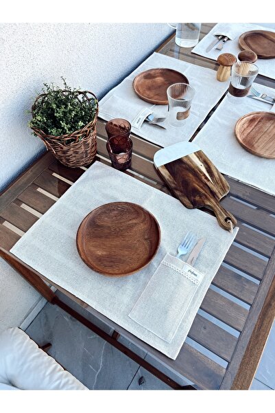 KaiHome 2-piece 100% Raw Linen - American Service with Spoon Holder Detail