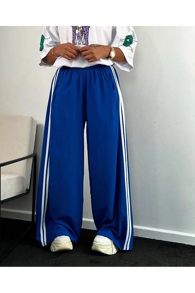 npLStore Γυναικείο φαρδύ παντελόνι με ρίγες στο πλάι