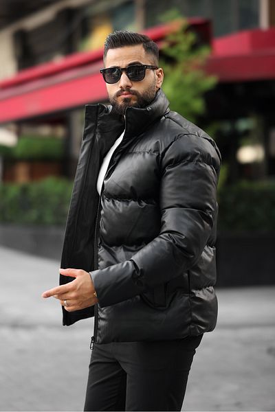BearGlam Stand Collar Men's Leather Coat