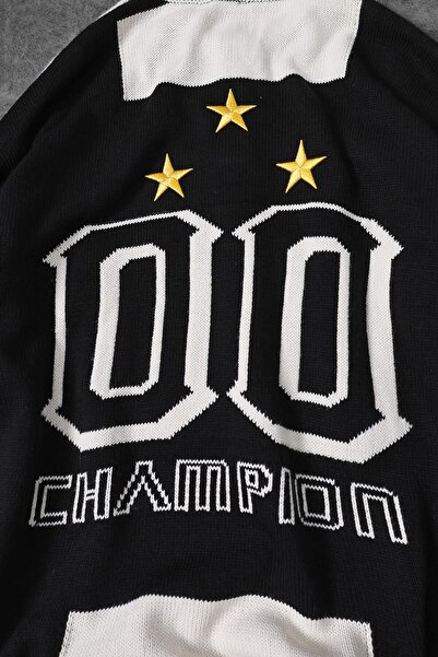 Slatra Men's Black-Beige Striker Polo Neck Oversize Sweater