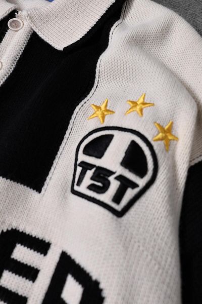 Slatra Мъжки пуловер с поло яка Striker в черно-бежово с голям размер