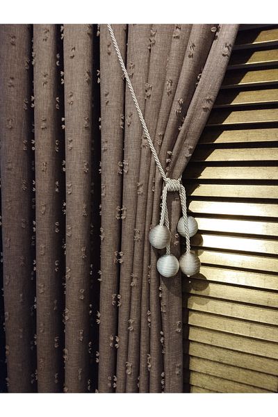 CEMRE Pompom Tree Bark Mink Linen 1/3 Tight Pleat (Single Wing)