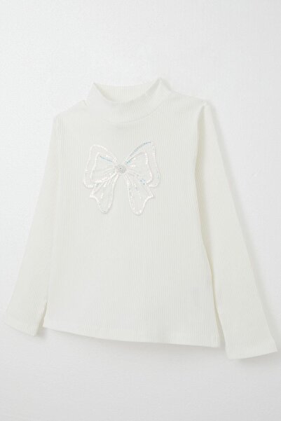 Breeze Μπλουζάκι για κορίτσια 8-14 ετών - Μακρυμάνικο, Φιόγκος από τούλι, Εκρού