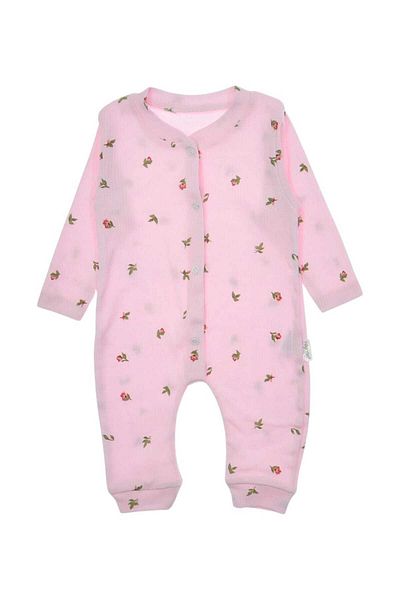 dinamik çocuk Tulip Printed Corduroy Fabric - Flexible 100% Cotton Baby Girl Jumpsuit 1-3-6 Months