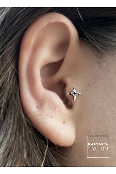 Karınca Piercing Elegant Star Tragus Helix Flat Conch Ear Piercing