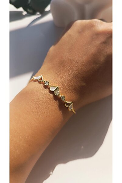 VOBEEYKU Zircon Stone Heart Adjustable Bracelet