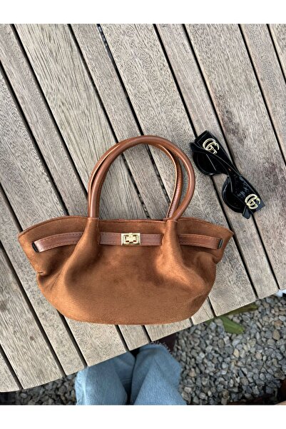 fao polo Kadın Süet Deri  Mini Model El ve Omuz Çantası