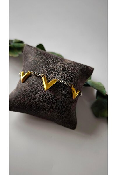 VOBEEYKU Gold and silver color v shaped bracelet