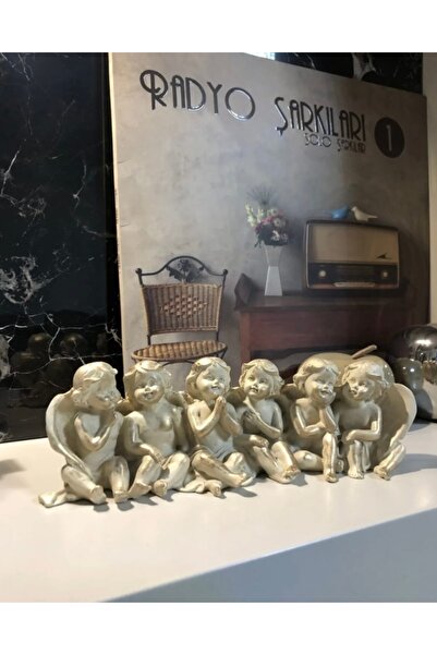 MGS COLLECTION Sıralı Melek Altılı Dekoratif Masaüstü Obje Krem