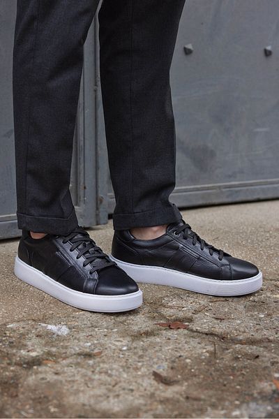 Vantaggio Ανδρικά αθλητικά παπούτσια Jello Black White 100% Inner Outer Γνήσιο δέρμα
