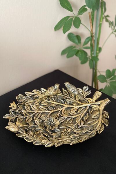 Tasarloxi 2 Bird Branch Decorative Leaf Plate