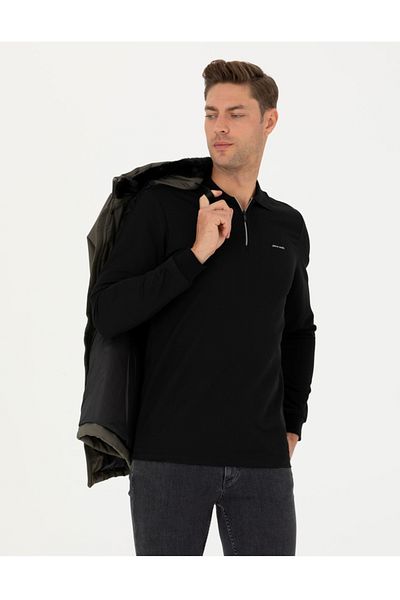 Pierre Cardin Regular Fit Polo Collar Zipper Sweatshirt
