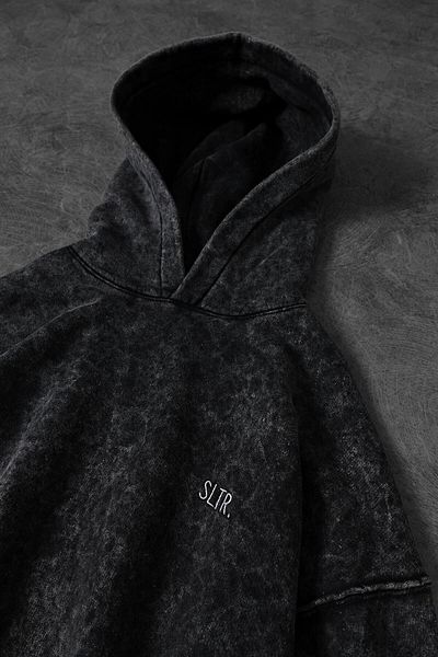 Slatra Ανδρικό φούτερ Anthracite Basic Washed Hooded Oversize
