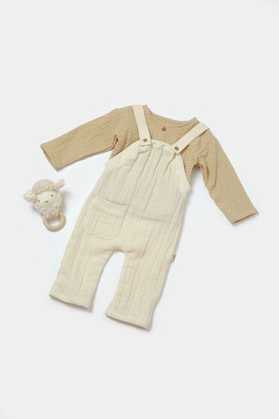 BabyCosy Set pulover organic cu mânecă lungă și salopetă
