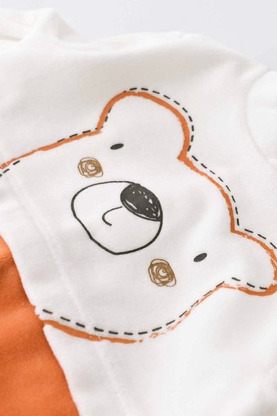 BabyCosy Salopetă pentru bebeluși din catifea Teddy - 80% bumbac organic, seria nou-născut, cu picioare - Csyk6012