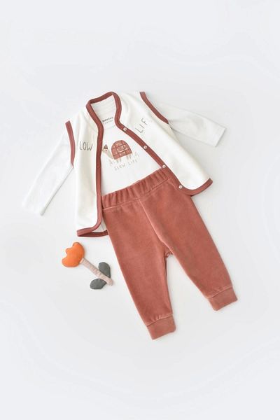BabyCosy Set vestă din catifea pentru bebeluși și nou-născuți din 3 piese - model broasca țestoasă, Csyk6026
